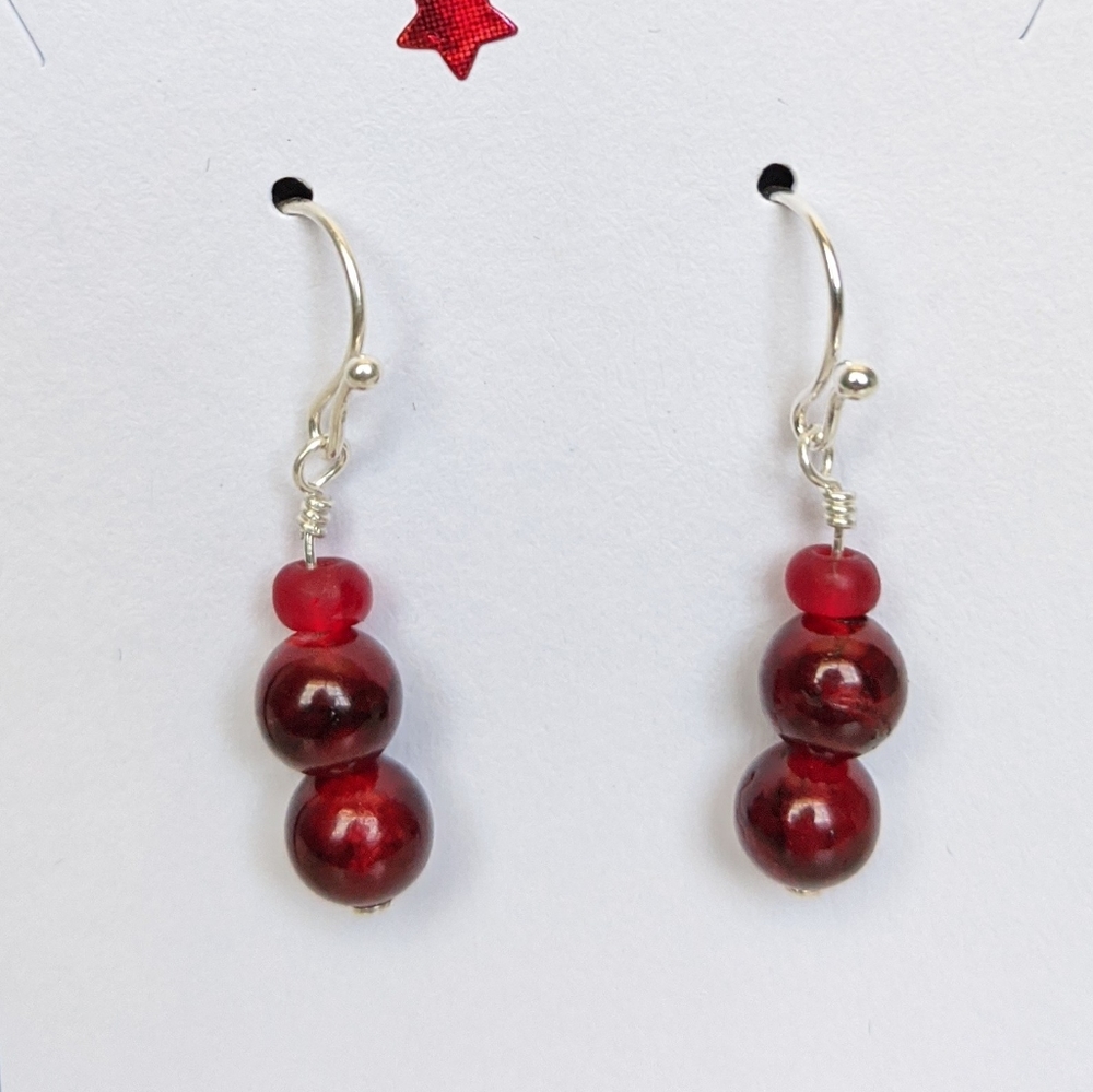 Sterling Silver and Red Quartzite earrings
